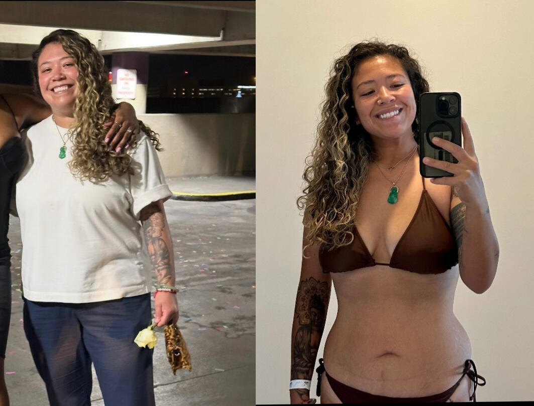 Before nearly 200 lbs, After 150 lbs
